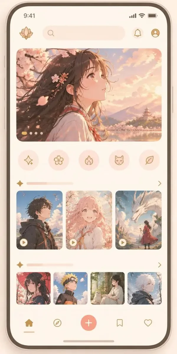 日本少女漫画 APP 播放页界面示意，象牙白卡片与雾蓝进度条
